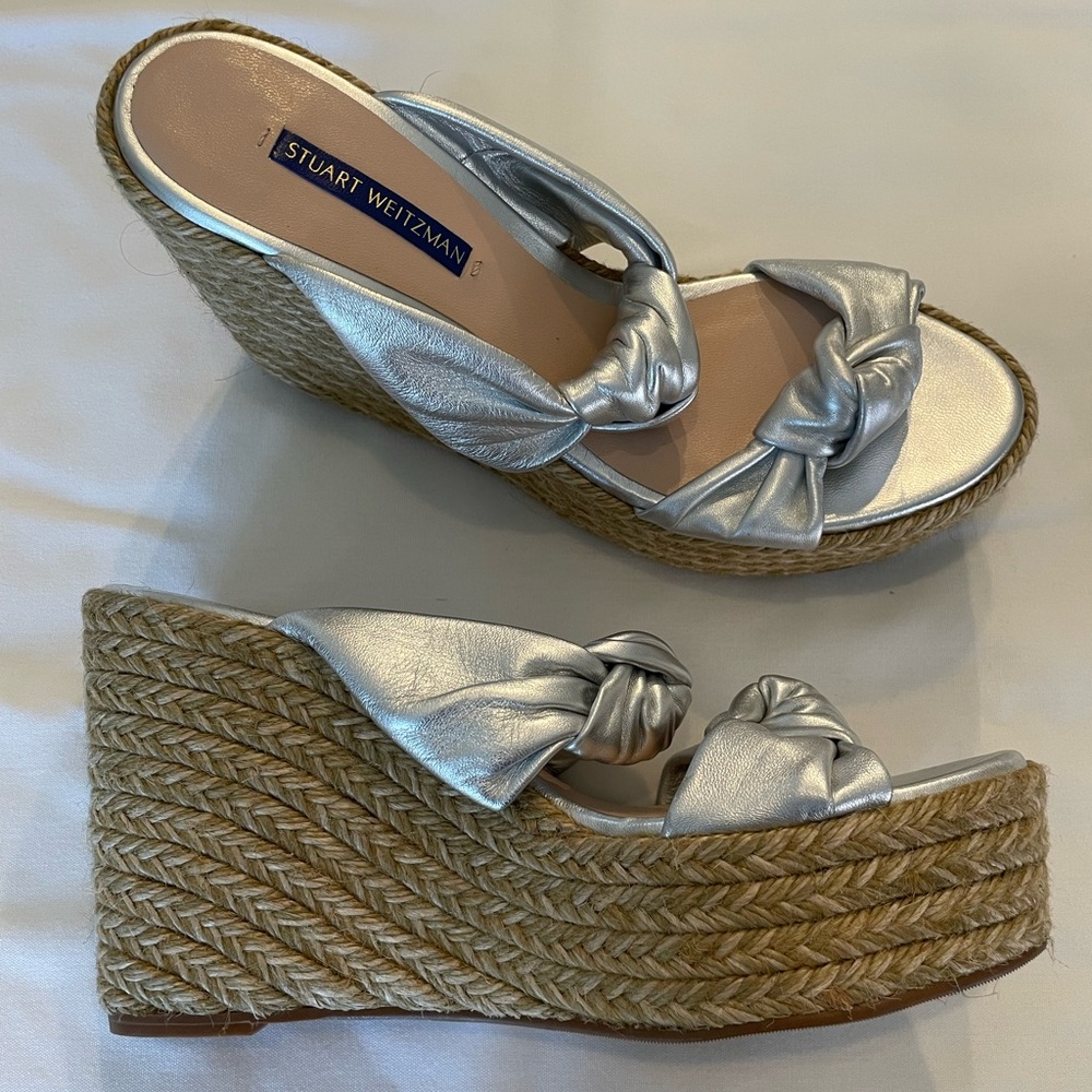Stuart Weitzman Silver Knot Espadrilles